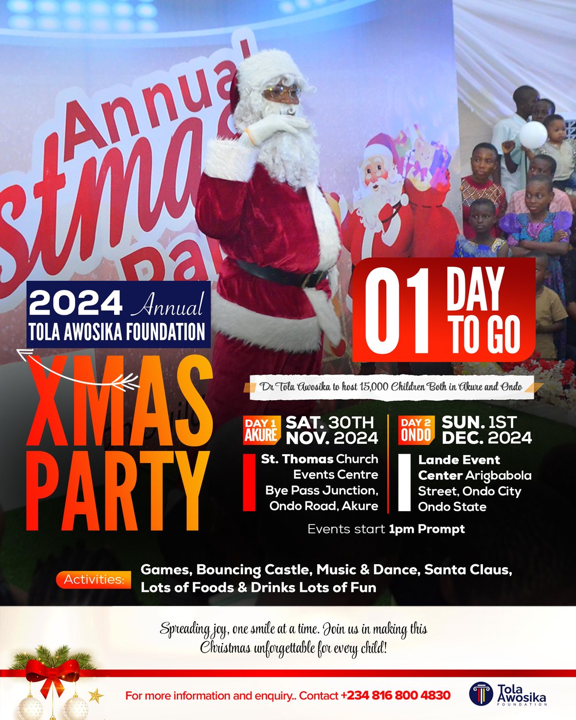Tola Awosika Foundation Annual Xmas Party flyer
